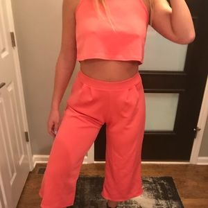 Crop and wide pants set
